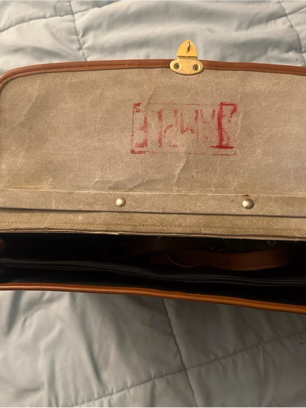 Vintage Dooney & Bourke Vintage Black AWL Leather Briefcase British Tan Trim